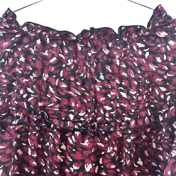 ELOQUII Long Sleeve Floral Print Mini Dress - 14/16 - black, maroon, white - Picture 6 of 8